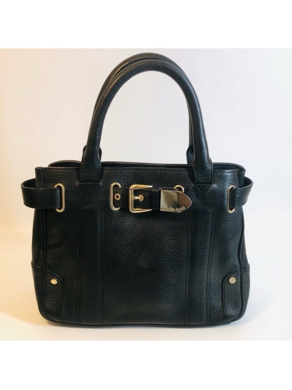Charles David Black Purse with Gold Accents